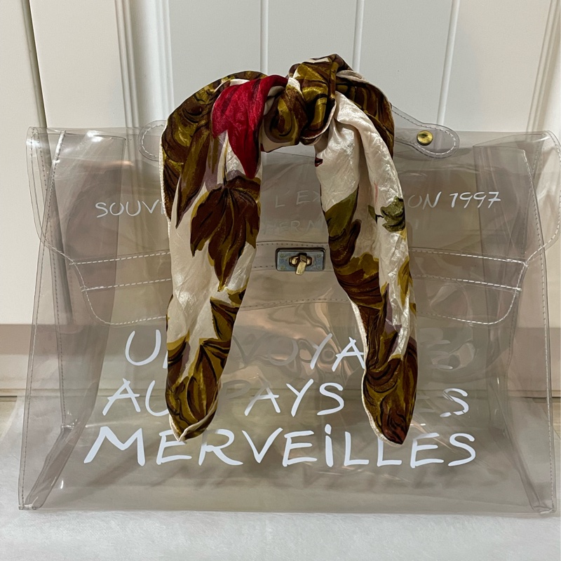 復古vintage中性款愛馬仕HERMES Vinyl Kelly限定紀念款pvc手提包 公事包 側肩包 透明包-1