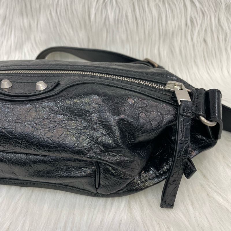 Balenciaga 542013 黑皺褶羊皮拉鍊腰包Neo Lift-6