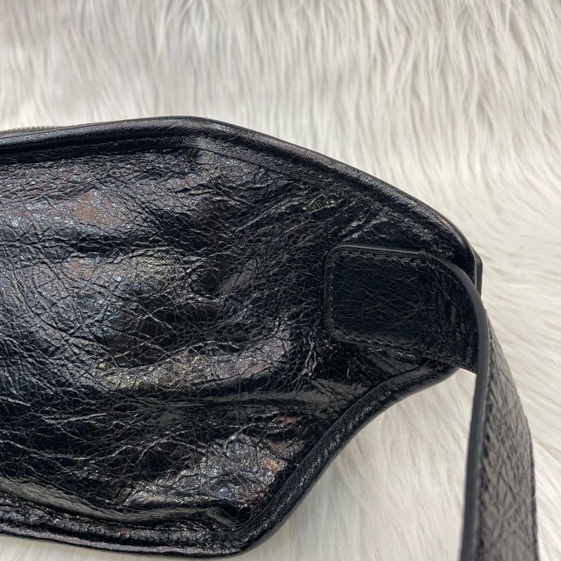 Balenciaga 542013 黑皺褶羊皮拉鍊腰包Neo Lift-8