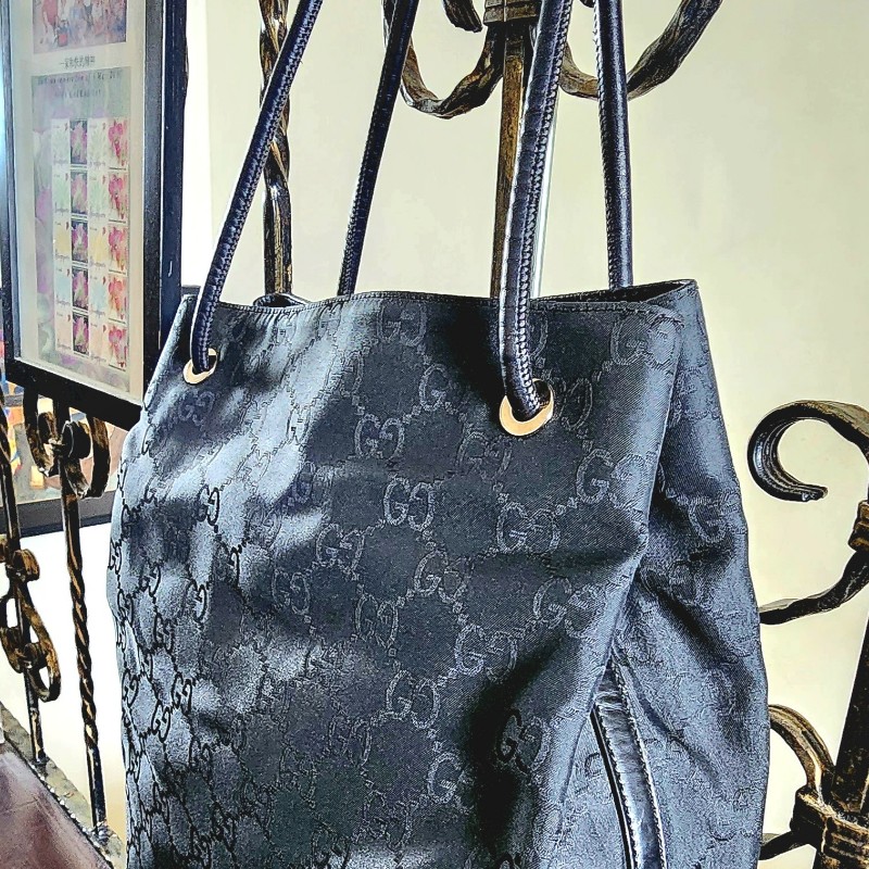 Gucci 黑尼龍托特包 肩背包 手提包-0