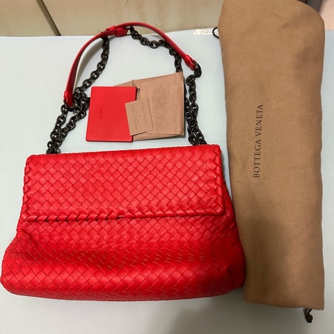 BOTTEGA VENETA BV 紅色 雙鍊包 （細編織）