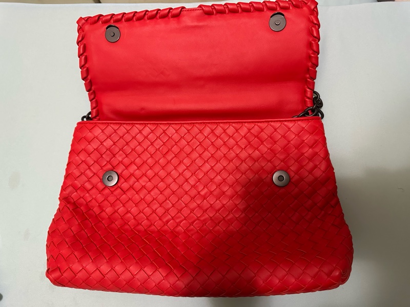 BOTTEGA VENETA BV 紅色 雙鍊包 （細編織）-3