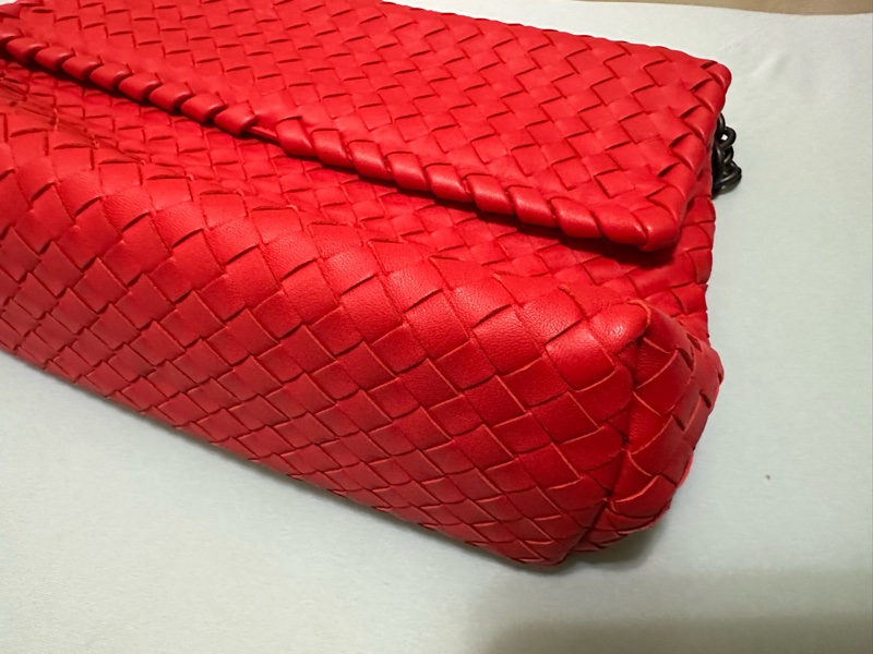 BOTTEGA VENETA BV 紅色 雙鍊包 （細編織）-4