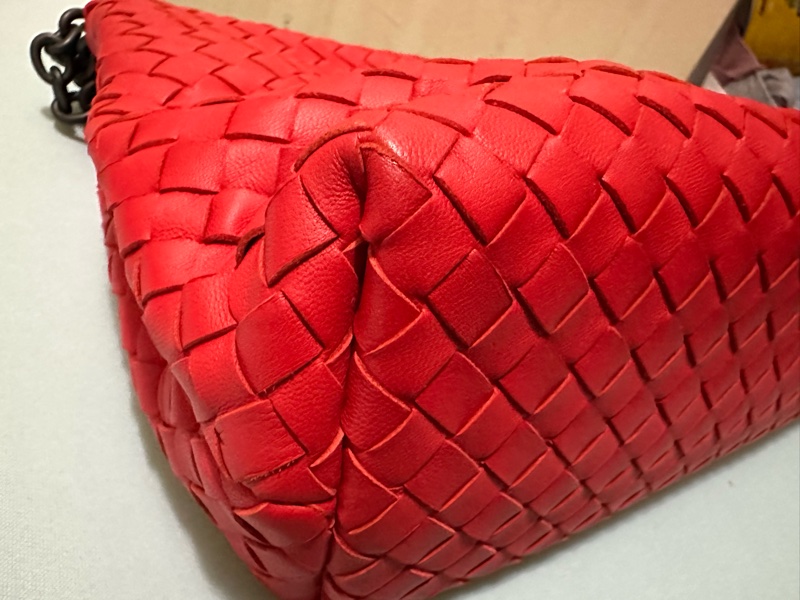BOTTEGA VENETA BV 紅色 雙鍊包 （細編織）-5