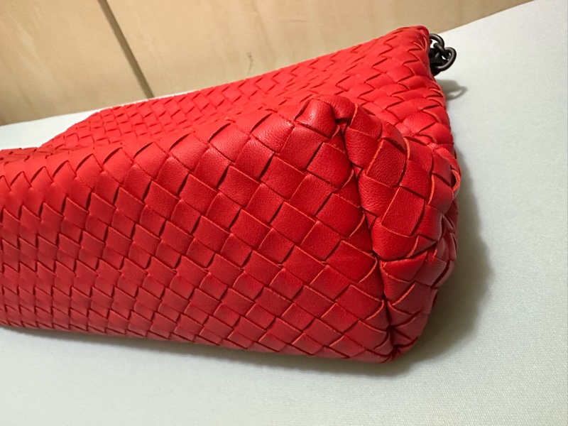 BOTTEGA VENETA BV 紅色 雙鍊包 （細編織）-6