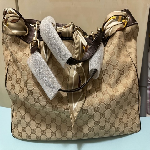 GUCCI 153033 絲巾綁帶GG 大容量托特包