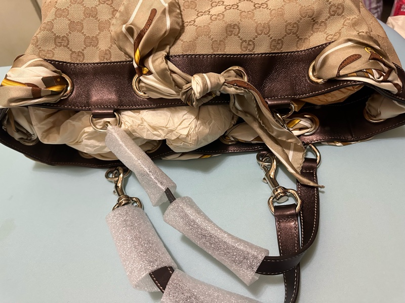 GUCCI 153033 絲巾綁帶GG 大容量托特包-7