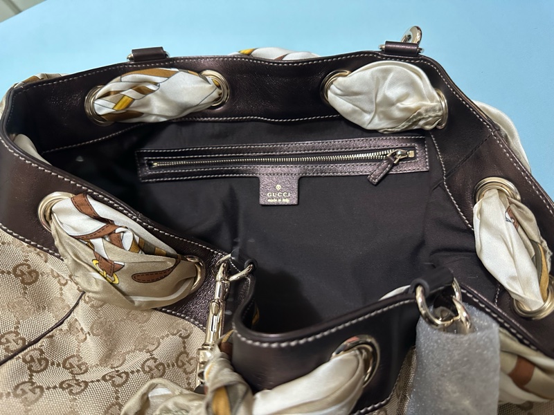 GUCCI 153033 絲巾綁帶GG 大容量托特包-8