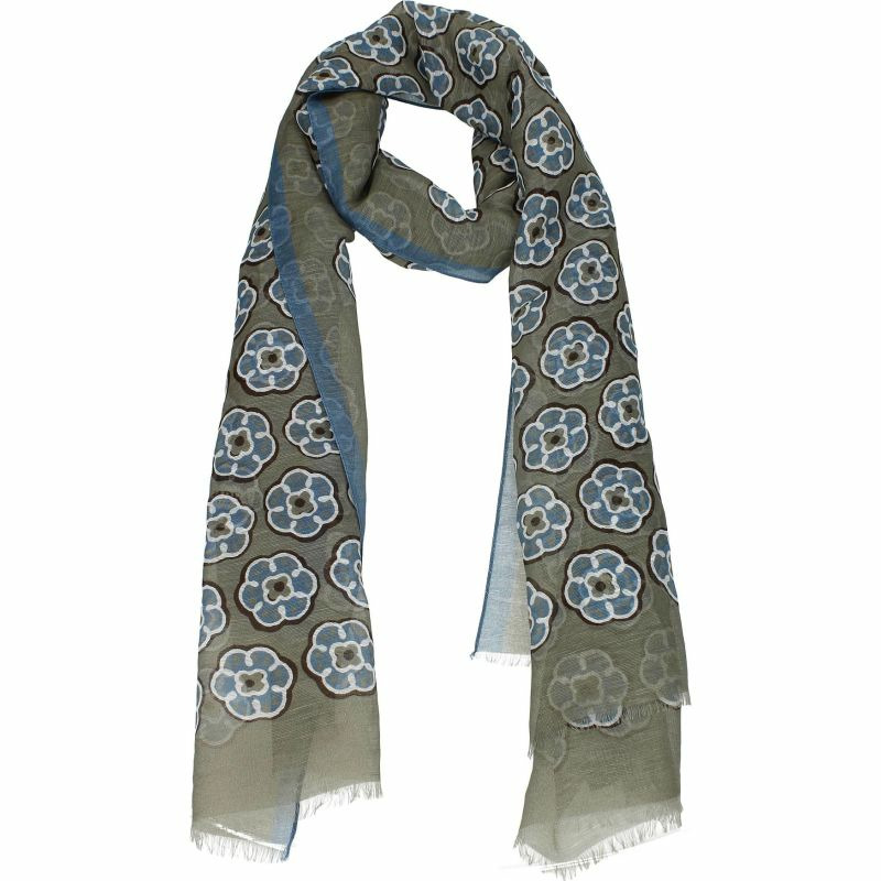 【義大利直送】全新品 Barba 方巾女式棉質灰藍色-1