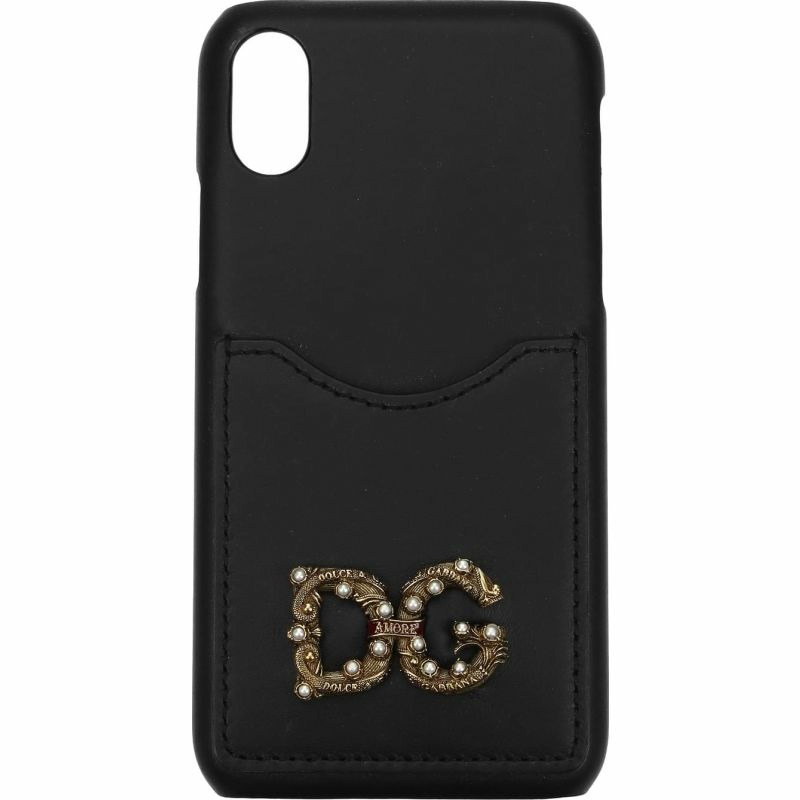 【義大利直送】全新品 Dolce&gabbana iphone 保護套 iphone x 女士皮革黑色-0
