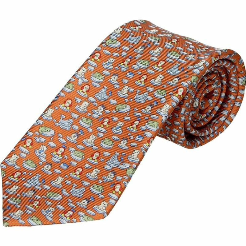 【義大利直送】全新品 Bulgari 男士真絲橙色領帶-0