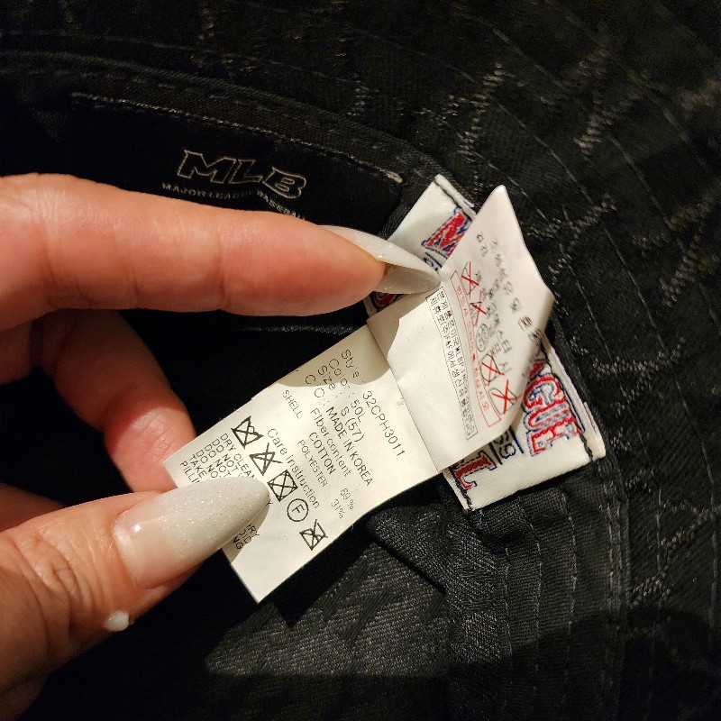 二手正品極美【MLB】黑色滿版NY刺繡漁夫帽 紐約洋基隊-5