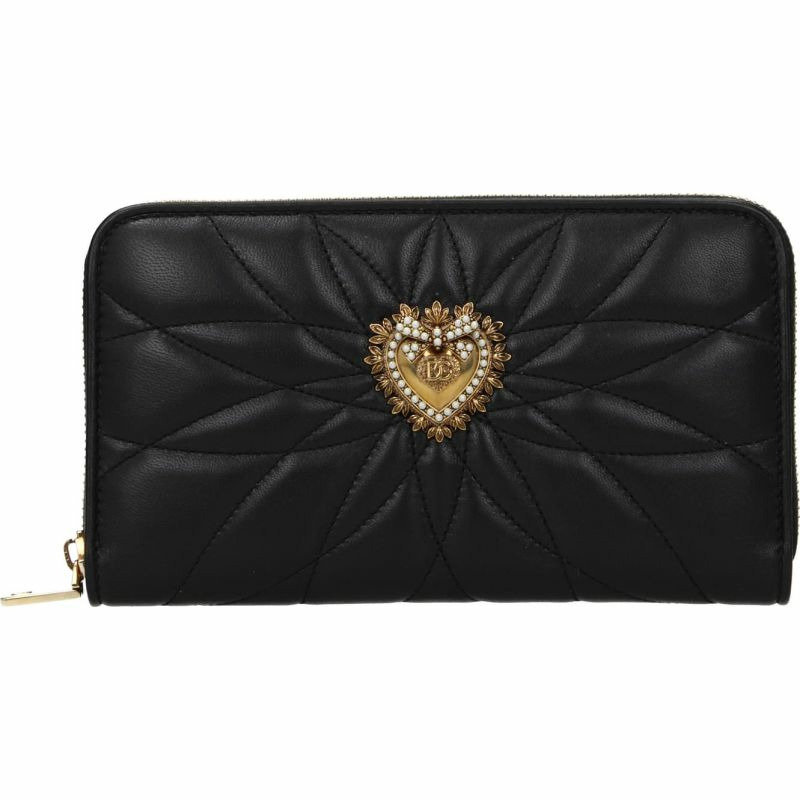 【義大利直送】全新品 Dolce&gabbana 錢包 devotion 女士 皮革 黑色-0