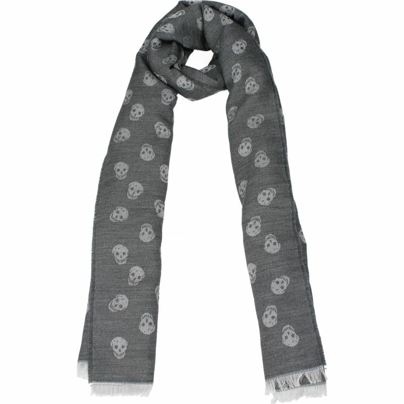 【義大利直送】全新品 Alexander mcqueen 圍巾男士羊毛灰色淺灰色-0