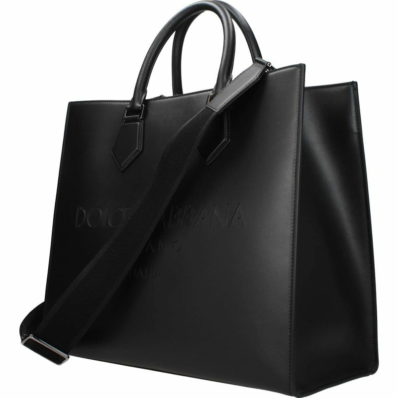 【義大利直送】全新品 Dolce&gabbana 手提包邊緣男士皮革黑色-1