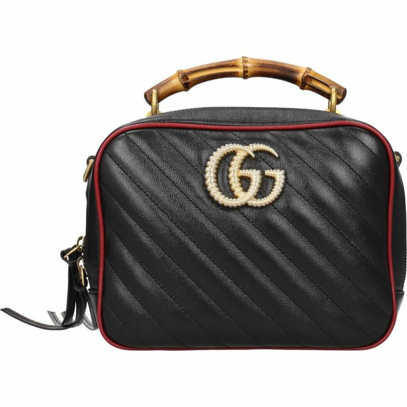 【義大利直送】全新品 Gucci 手袋女士皮革黑色紅色-0