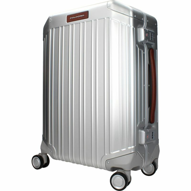 【義大利直送】全新品 Piquadro 帶輪行李艙 37l 男士金屬灰色皮革-2