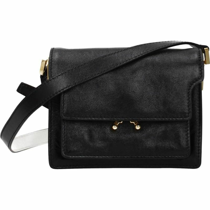 【義大利直送】全新品 Marni 斜挎包 trunk soft 女士 皮革 黑色 白色-0