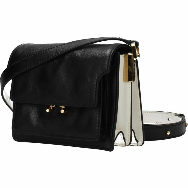 【義大利直送】全新品 Marni 斜挎包 trunk soft 女士 皮革 黑色 白色-1