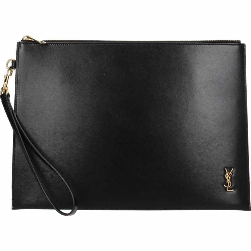 【義大利直送】全新品 Saint laurent 手拿包 男士 皮革 黑色-0