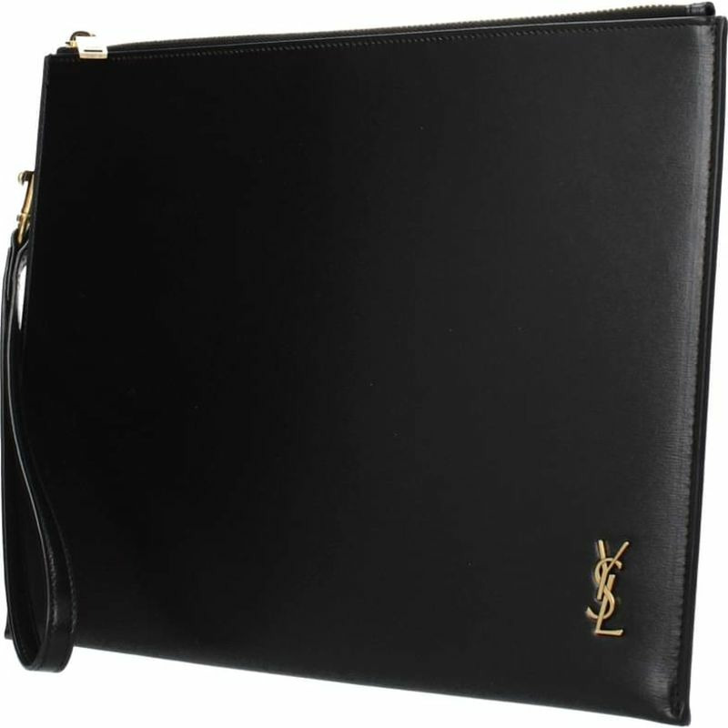 【義大利直送】全新品 Saint laurent 手拿包 男士 皮革 黑色-1