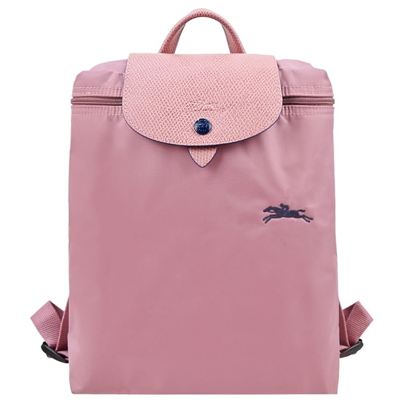 LONGCHAMP Le Pliage Collection系列刺繡摺疊後背包(藕粉)-1
