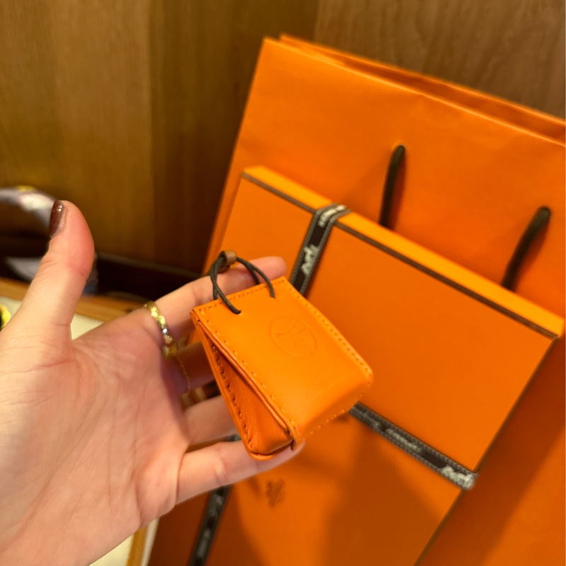 正品 -9成新愛馬仕Hermes bag Charm 小橘袋包包吊飾 橘色迷你手提袋 迷你包mini-0