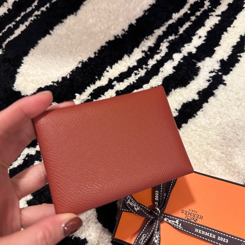 Hermes Calvi duo Verso(Rouge馬鞍紅/Rose Texas德州粉)Epsom小牛皮-1