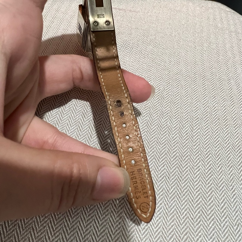 Hermes 愛馬仕 經典鎖頭KELLY凱莉錶 Gold 金棕色銀釦-10