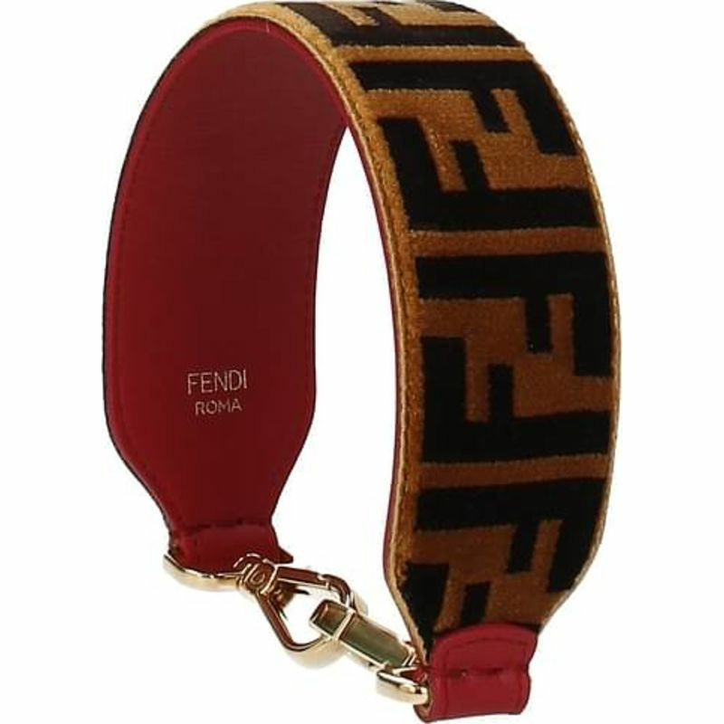 【義大利直送】全新品 Fendi 肩帶手柄女士天鵝絨棕色-0
