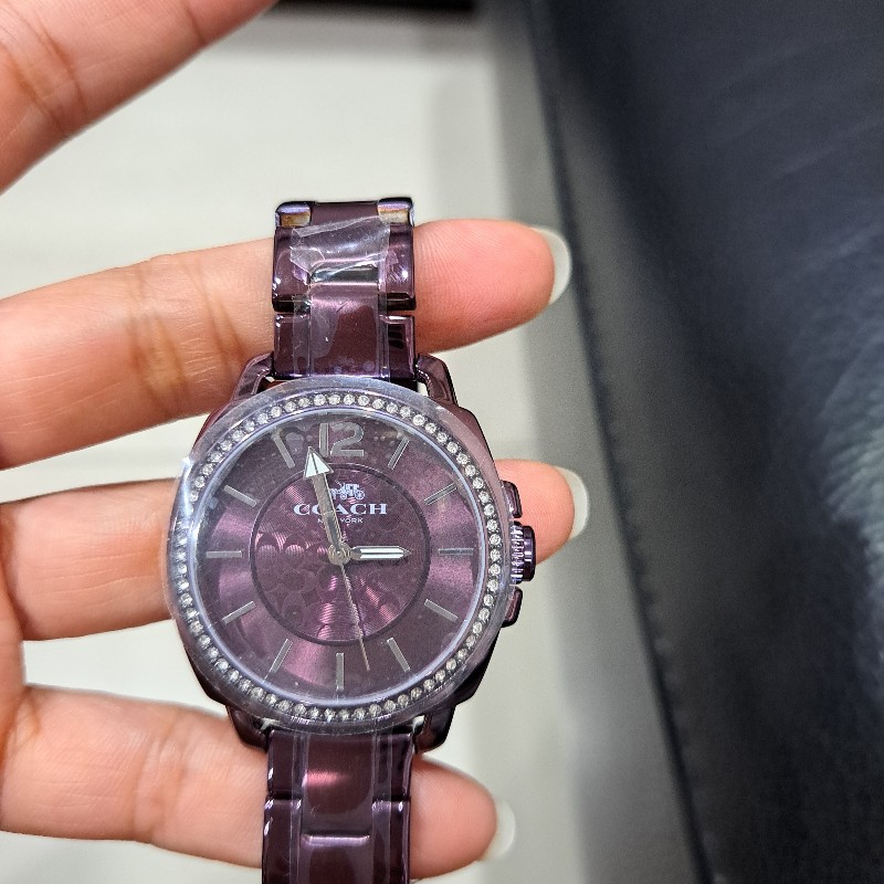 COACH鏈錶帶 紫色滿鑽全新-0