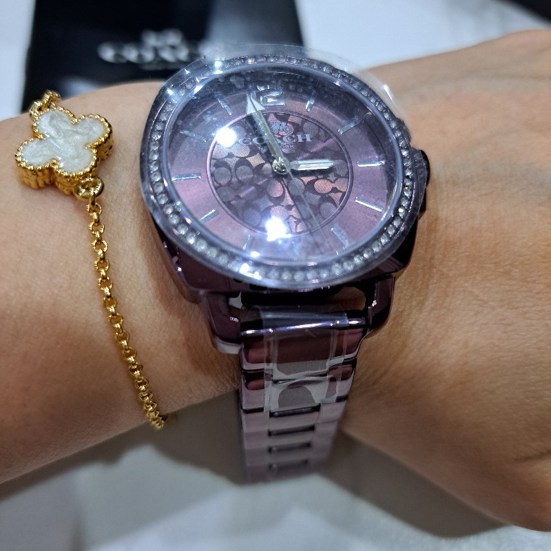 COACH鏈錶帶 紫色滿鑽全新-5