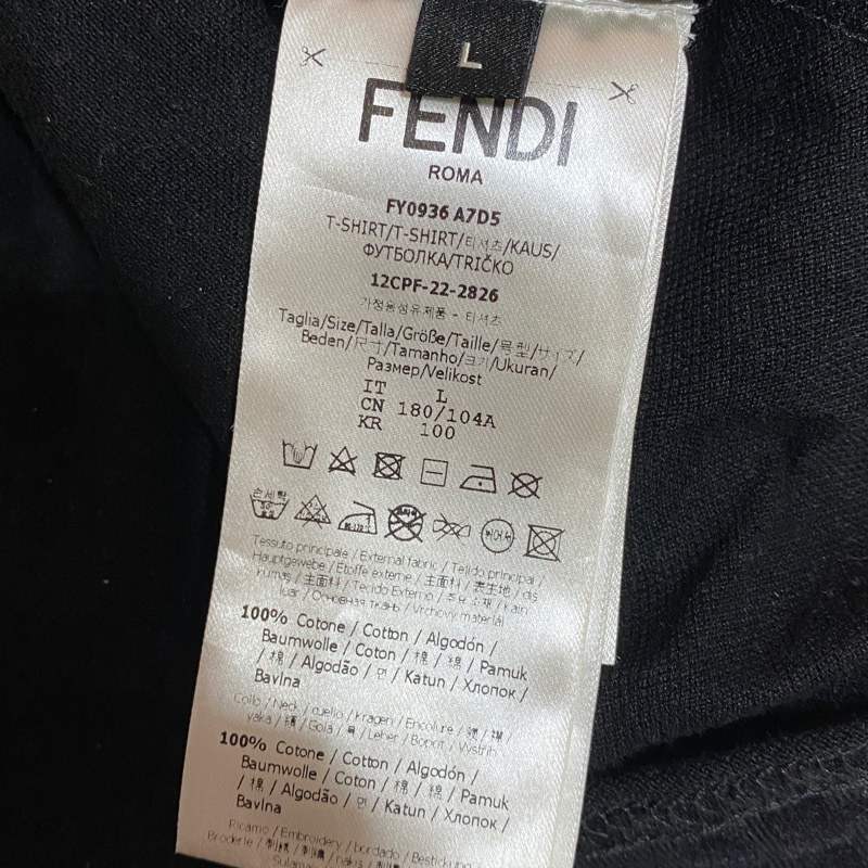 (售出)二手 FENDI 緹花 滿版logo T恤 黑色 L號-6