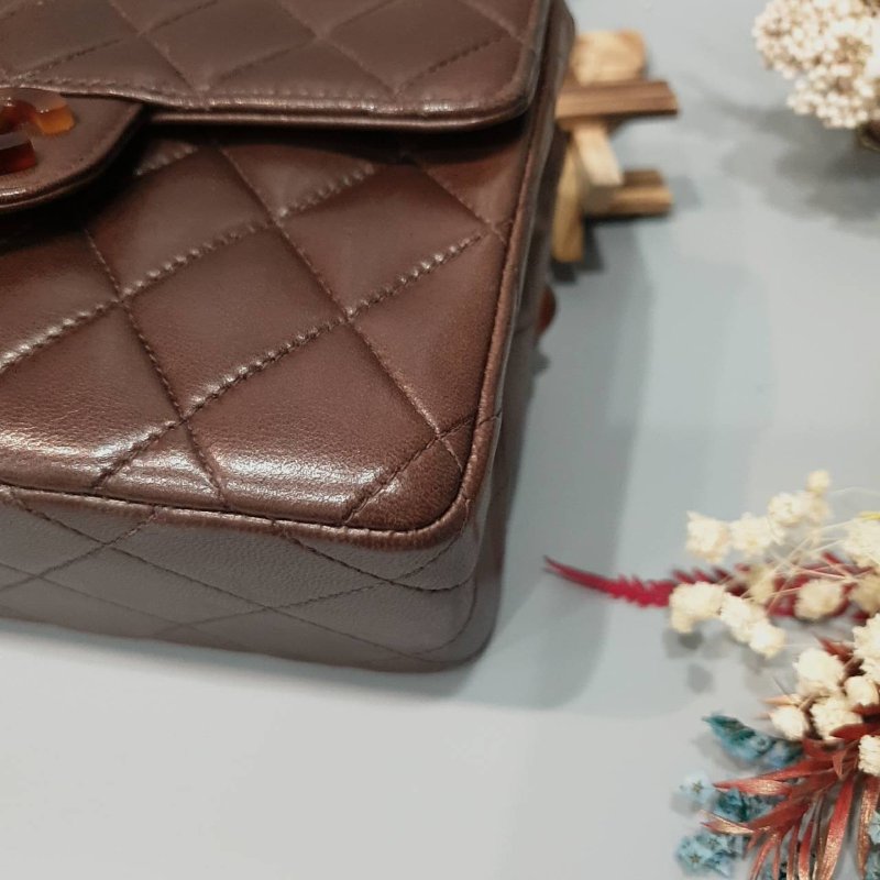 CHANEL 香奈兒 咖啡色全皮玳瑁鍊包/斜背包/肩背包-2