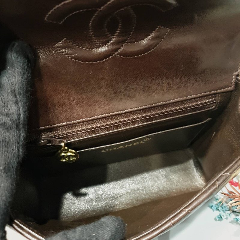 CHANEL 香奈兒 咖啡色全皮玳瑁鍊包/斜背包/肩背包-7