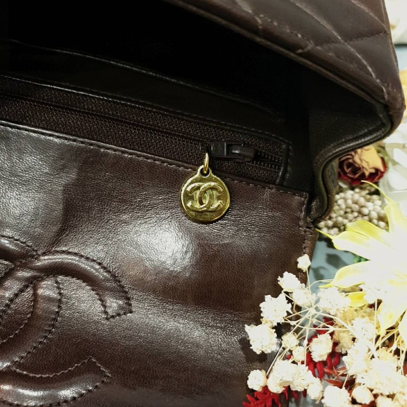 CHANEL 香奈兒 咖啡色全皮玳瑁鍊包/斜背包/肩背包-8