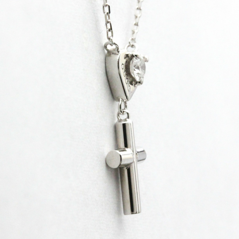 【日本直送】拋光 GUCCI 十字心形鑽石項鍊 18K 白金 BF559201-2