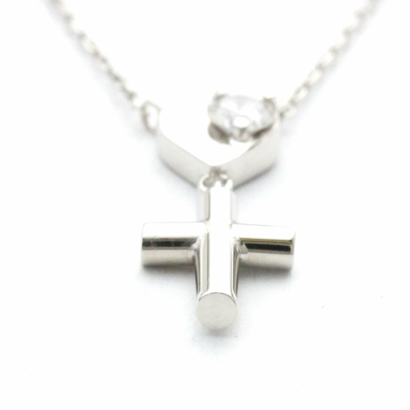 【日本直送】拋光 GUCCI 十字心形鑽石項鍊 18K 白金 BF559201-3