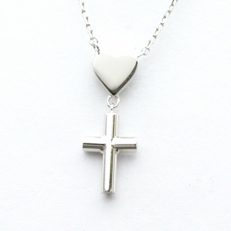 【日本直送】拋光 GUCCI 十字心形鑽石項鍊 18K 白金 BF559201-4