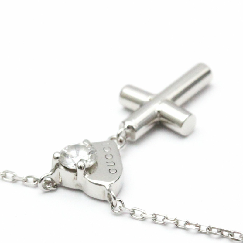 【日本直送】拋光 GUCCI 十字心形鑽石項鍊 18K 白金 BF559201-5