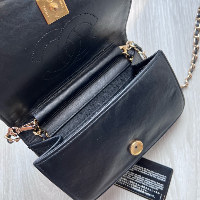 不議價 限時價 老香古董美包 Chanel vintage 有卡 19x12x5cm vintage方胖包 附保卡無雷標 有防塵套🤎🤎老香古董 都有正常使用痕跡-16