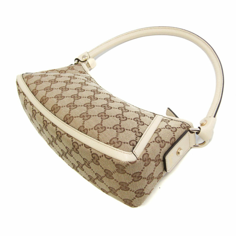 【日本直送】Gucci Abbey GG 圖案 130939 女士皮革，GG 帆布手提包深棕色，米白色-1