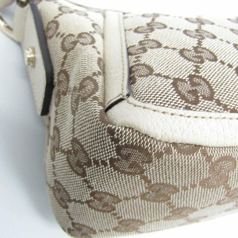 【日本直送】Gucci Abbey GG 圖案 130939 女士皮革，GG 帆布手提包深棕色，米白色-3