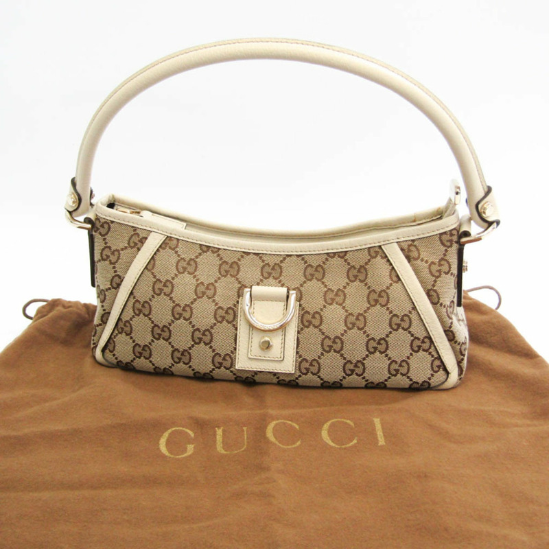 【日本直送】Gucci Abbey GG 圖案 130939 女士皮革，GG 帆布手提包深棕色，米白色-10