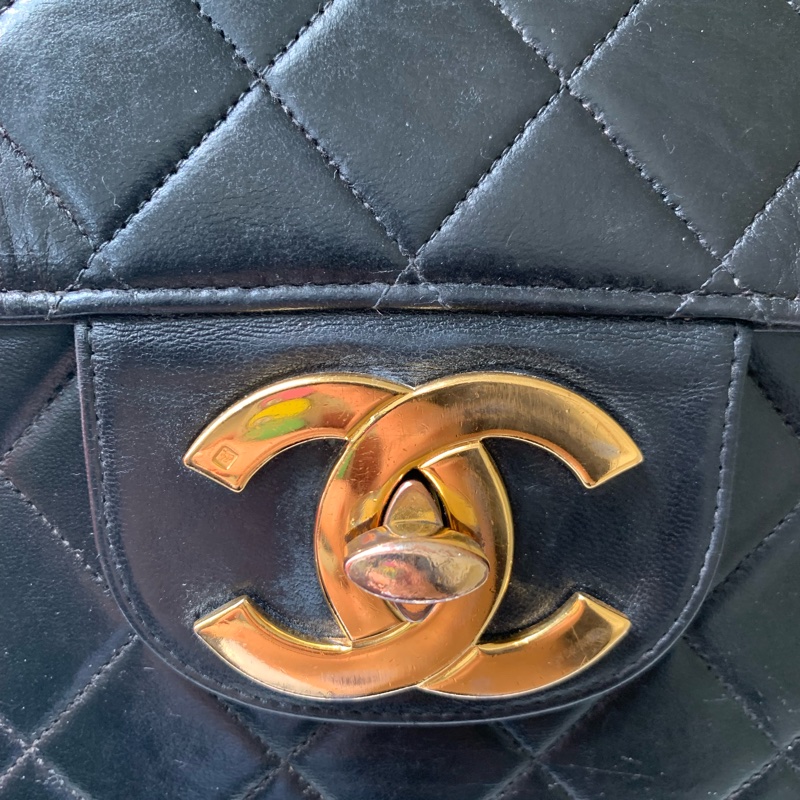 Chanel vintage 30公分貝嫂 大logo jumbo CF-8