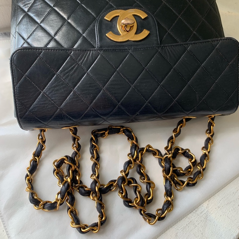 Chanel vintage 30公分貝嫂 大logo jumbo CF-14