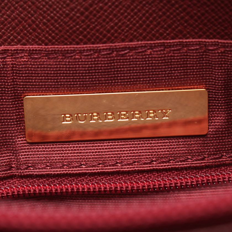 【日本直送】中古BURBERRY[AB]NOVA CHECK格紋 肩包 托特包 帆布 皮革 淺褐色 波爾多色 多色-3