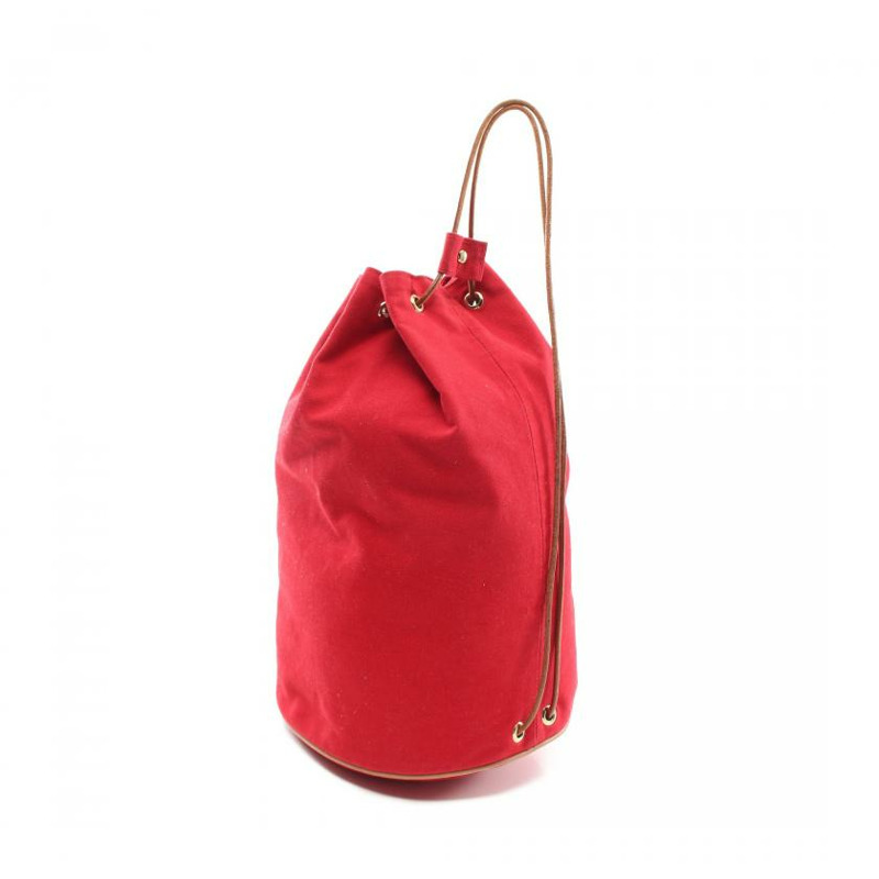 【日本直送】中古HERMES[B]Poroshon Mimir GM 肩包 帆布 皮革 紅色 棕色 黃金五金-1