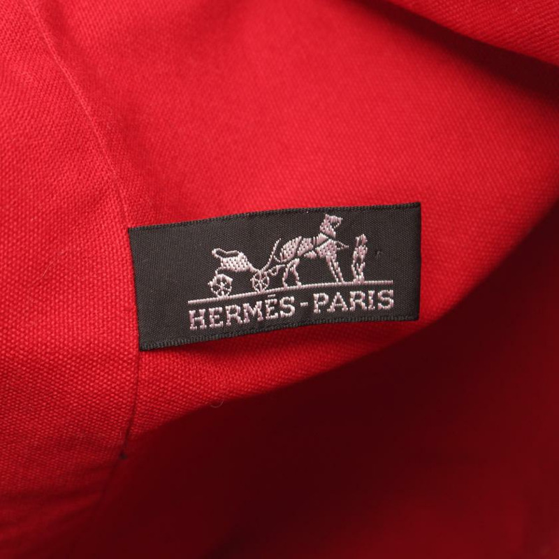 【日本直送】中古HERMES[B]Poroshon Mimir GM 肩包 帆布 皮革 紅色 棕色 黃金五金-3
