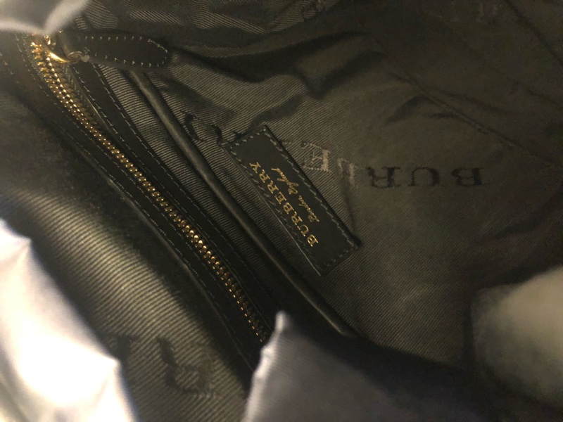 BURBERRY THE RUCKSACK 科技尼龍拼皮革後背斜背兩用包(中型-墨藍)-10